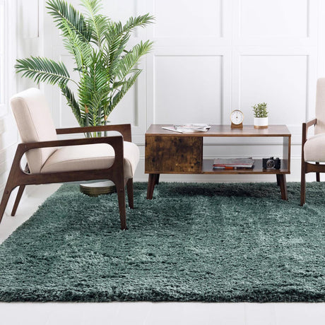 Forest Green 8' x 8' Infinity Shag Square Area Rug Thick Soft Touch Fluffy & Plush Shaggy Pile 100% Polypropylene With Jute Backing Solid Color Minimalist Carpet for Sale at Rug Engine