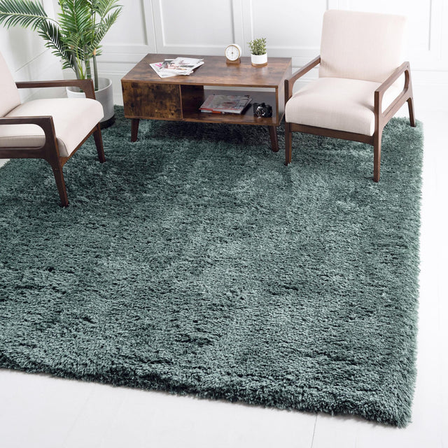Forest Green 8' x 8' Infinity Shag Square Area Rug Thick Soft Touch Fluffy & Plush Shaggy Pile 100% Polypropylene With Jute Backing Solid Color Minimalist Carpet for Sale at Rug Engine