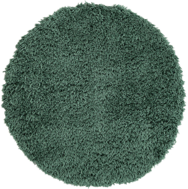 Forest Green 4' 1 x 4' 1 Infinity Shag Round Area Rug Thick Soft Touch Fluffy & Plush Shaggy Pile 100% Polypropylene With Jute Backing Solid Color Minimalist Carpet for Sale at Rug Engine