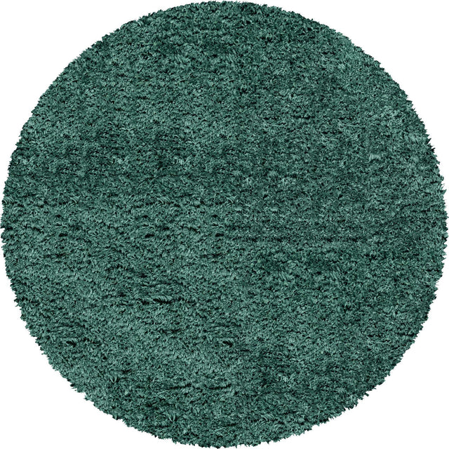 Forest Green 5' 1 x 5' 1 Infinity Shag Round Area Rug Thick Soft Touch Fluffy & Plush Shaggy Pile 100% Polypropylene With Jute Backing Solid Color Minimalist Carpet for Sale at Rug Engine