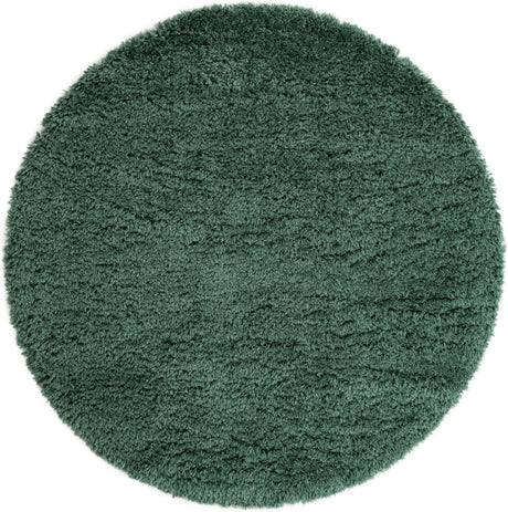 Forest Green 6' 7 x 6' 7 Infinity Shag Round Area Rug Thick Soft Touch Fluffy & Plush Shaggy Pile 100% Polypropylene With Jute Backing Solid Color Minimalist Carpet for Sale at Rug Engine