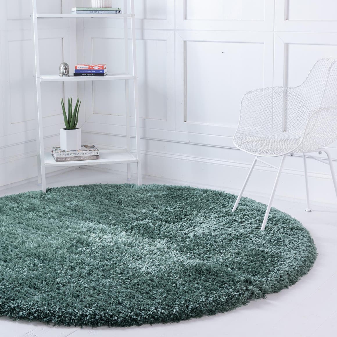 Forest Green 4' 1 x 4' 1 Infinity Shag Round Area Rug Thick Soft Touch Fluffy & Plush Shaggy Pile 100% Polypropylene With Jute Backing Solid Color Minimalist Carpet for Sale at Rug Engine