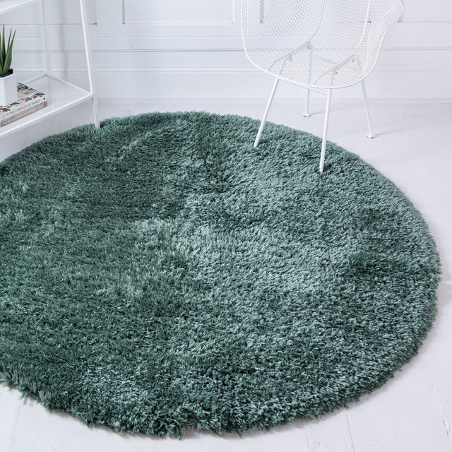 Forest Green 8' x 8' Infinity Shag Round Area Rug Thick Soft Touch Fluffy & Plush Shaggy Pile 100% Polypropylene With Jute Backing Solid Color Minimalist Carpet for Sale at Rug Engine