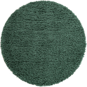 Forest Green 6' 1 x 6' 1 Infinity Shag Round Area Rug Thick Soft Touch Fluffy & Plush Shaggy Pile 100% Polypropylene With Jute Backing Solid Color Minimalist Carpet for Sale at Rug Engine