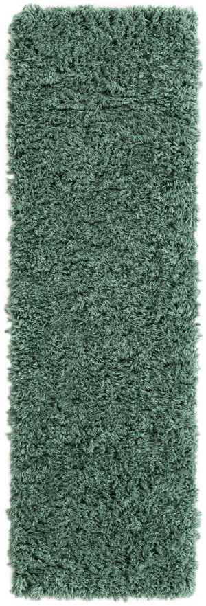 Forest Green 2' x 6' 5 Infinity Shag Runner Area Rug Thick Soft Touch Fluffy & Plush Shaggy Pile 100% Polypropylene With Jute Backing Solid Color Minimalist Carpet for Sale at Rug Engine