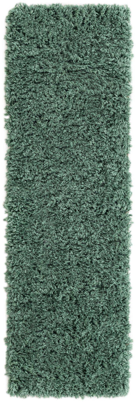 Forest Green 2' x 6' 5 Infinity Shag Runner Area Rug Thick Soft Touch Fluffy & Plush Shaggy Pile 100% Polypropylene With Jute Backing Solid Color Minimalist Carpet for Sale at Rug Engine