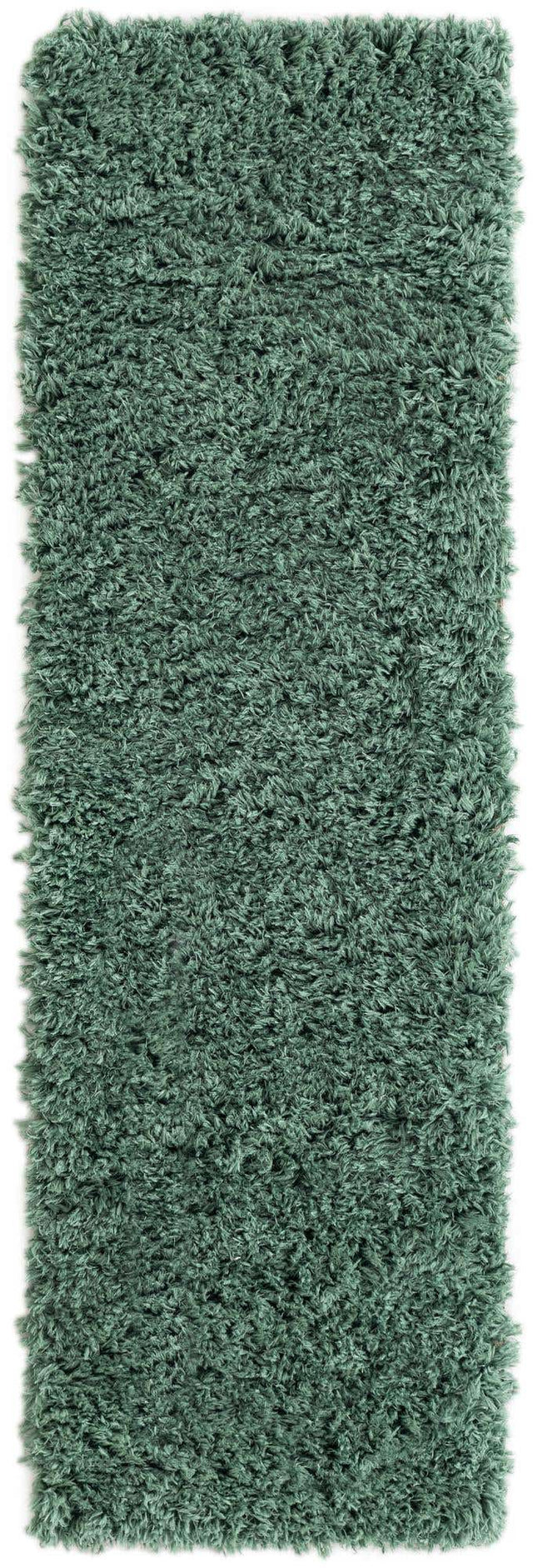 Forest Green 2' x 6' 5 Infinity Shag Runner Area Rug Thick Soft Touch Fluffy & Plush Shaggy Pile 100% Polypropylene With Jute Backing Solid Color Minimalist Carpet for Sale at Rug Engine