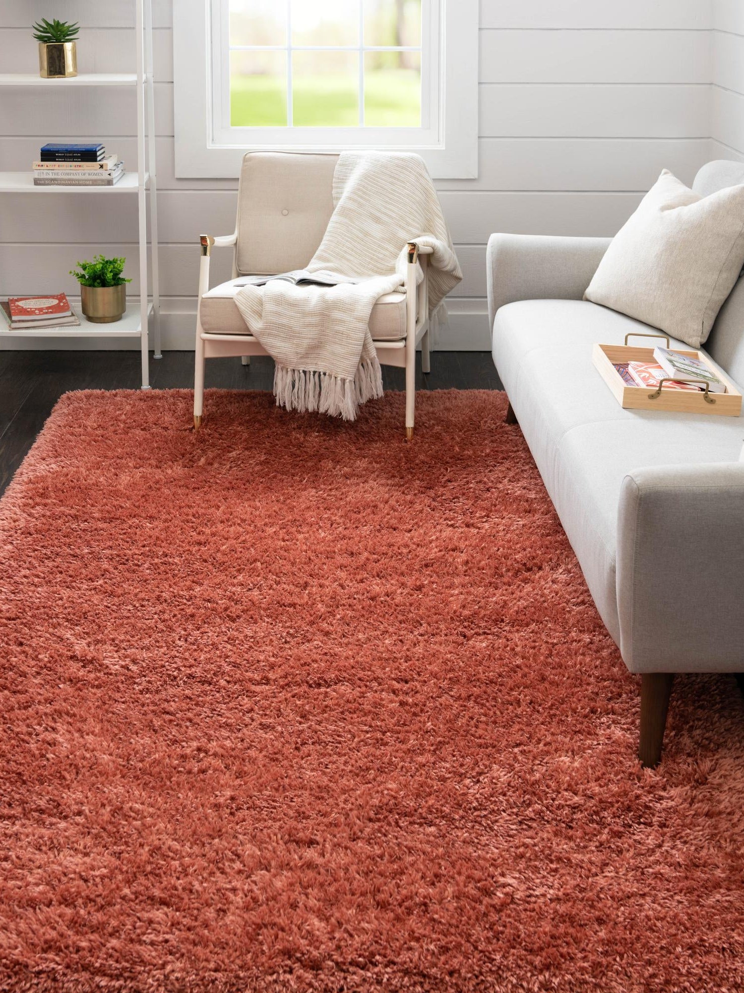 Vintage Rose 8' x 10' Infinity Shag Rectangle Area Rug Thick Soft Touch Fluffy & Plush Shaggy Pile 100% Polypropylene With Jute Backing Solid Color Minimalist Carpet for Sale at Rug Engine