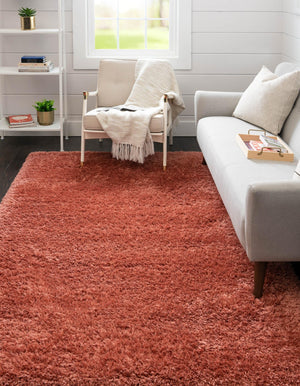 Vintage Rose 8' x 10' Infinity Shag Rectangle Area Rug Thick Soft Touch Fluffy & Plush Shaggy Pile 100% Polypropylene With Jute Backing Solid Color Minimalist Carpet for Sale at Rug Engine