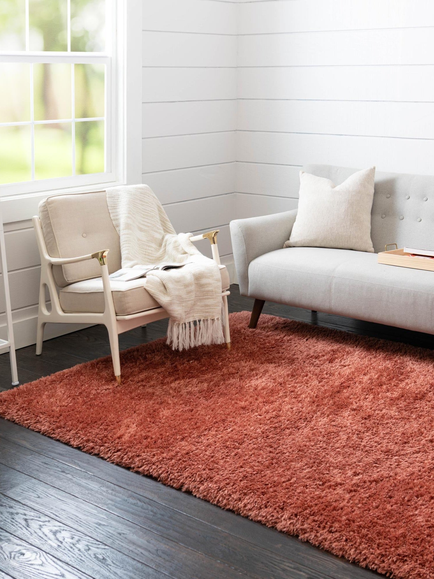 Vintage Rose 2' x 3' Infinity Shag Rectangle Area Rug Thick Soft Touch Fluffy & Plush Shaggy Pile 100% Polypropylene With Jute Backing Solid Color Minimalist Carpet for Sale at Rug Engine