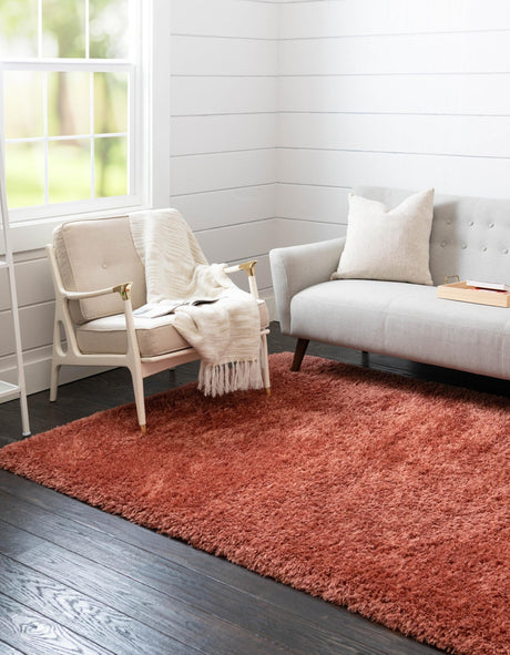 Vintage Rose 8' x 10' Infinity Shag Rectangle Area Rug Thick Soft Touch Fluffy & Plush Shaggy Pile 100% Polypropylene With Jute Backing Solid Color Minimalist Carpet for Sale at Rug Engine