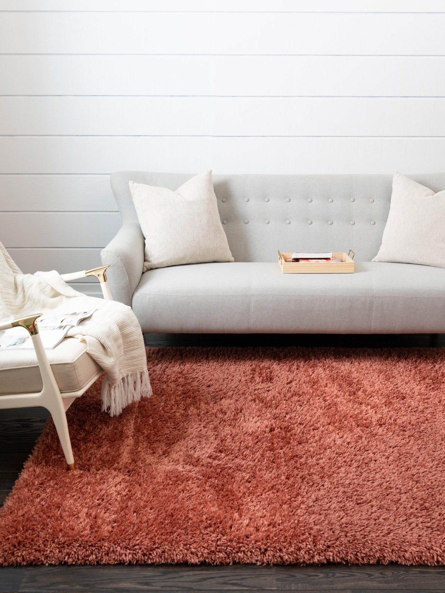 Vintage Rose 7' 1 x 10' Infinity Shag Rectangle Area Rug Thick Soft Touch Fluffy & Plush Shaggy Pile 100% Polypropylene With Jute Backing Solid Color Minimalist Carpet for Sale at Rug Engine