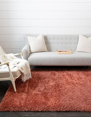 Vintage Rose 8' x 10' Infinity Shag Rectangle Area Rug Thick Soft Touch Fluffy & Plush Shaggy Pile 100% Polypropylene With Jute Backing Solid Color Minimalist Carpet for Sale at Rug Engine