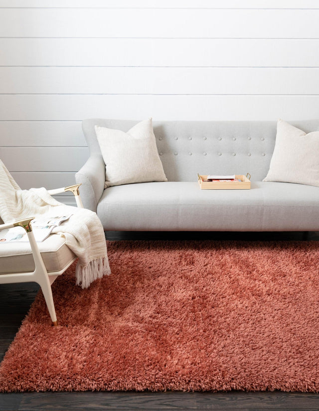 Vintage Rose 8' x 10' Infinity Shag Rectangle Area Rug Thick Soft Touch Fluffy & Plush Shaggy Pile 100% Polypropylene With Jute Backing Solid Color Minimalist Carpet for Sale at Rug Engine