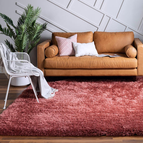 Vintage Rose 8' x 8' Infinity Shag Square Area Rug Thick Soft Touch Fluffy & Plush Shaggy Pile 100% Polypropylene With Jute Backing Solid Color Minimalist Carpet for Sale at Rug Engine