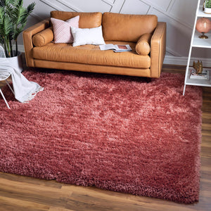 Vintage Rose 8' x 8' Infinity Shag Square Area Rug Thick Soft Touch Fluffy & Plush Shaggy Pile 100% Polypropylene With Jute Backing Solid Color Minimalist Carpet for Sale at Rug Engine