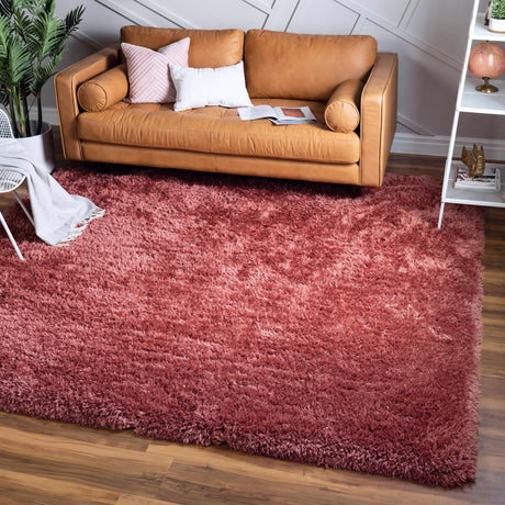 Vintage Rose 8' x 8' Infinity Shag Square Area Rug Thick Soft Touch Fluffy & Plush Shaggy Pile 100% Polypropylene With Jute Backing Solid Color Minimalist Carpet for Sale at Rug Engine