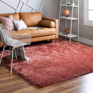 Vintage Rose 8' x 8' Infinity Shag Square Area Rug Thick Soft Touch Fluffy & Plush Shaggy Pile 100% Polypropylene With Jute Backing Solid Color Minimalist Carpet for Sale at Rug Engine