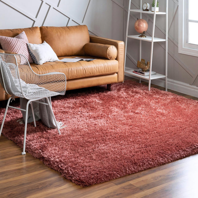 Vintage Rose 8' x 8' Infinity Shag Square Area Rug Thick Soft Touch Fluffy & Plush Shaggy Pile 100% Polypropylene With Jute Backing Solid Color Minimalist Carpet for Sale at Rug Engine