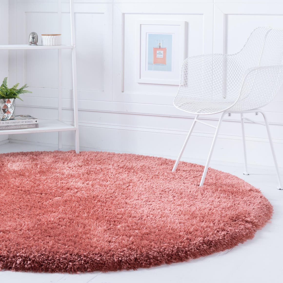Vintage Rose 5' 1 x 5' 1 Infinity Shag Round Area Rug Thick Soft Touch Fluffy & Plush Shaggy Pile 100% Polypropylene With Jute Backing Solid Color Minimalist Carpet for Sale at Rug Engine