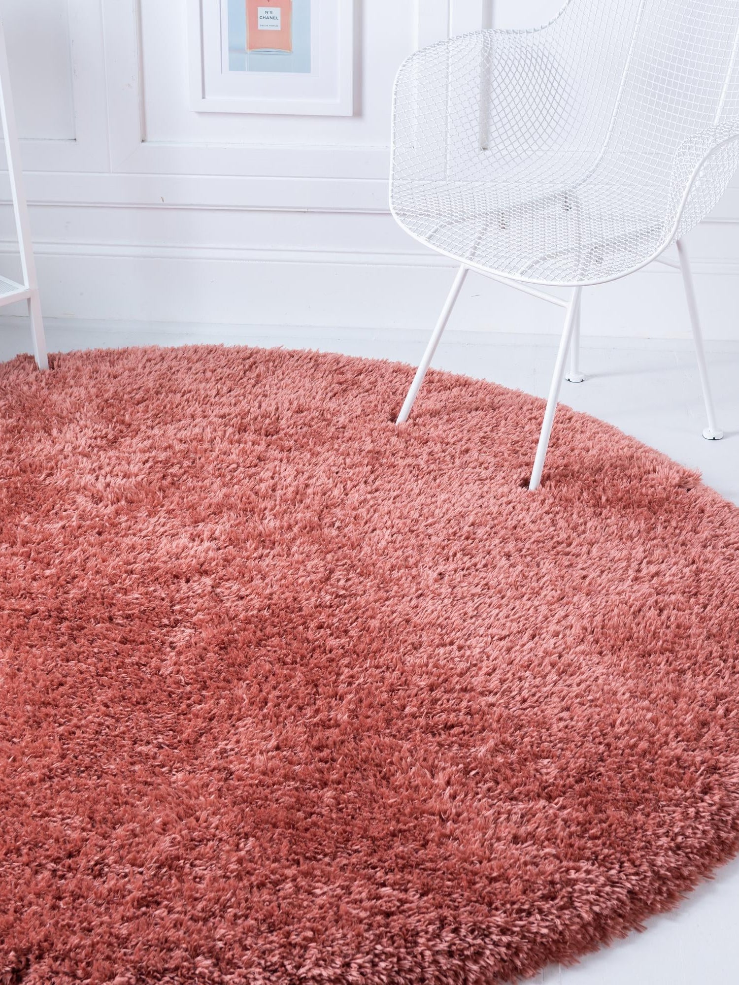 Vintage Rose 6' 7 x 6' 7 Infinity Shag Round Area Rug Thick Soft Touch Fluffy & Plush Shaggy Pile 100% Polypropylene With Jute Backing Solid Color Minimalist Carpet for Sale at Rug Engine