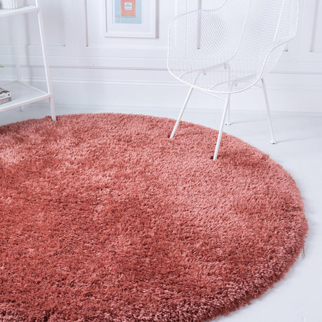 Vintage Rose 4' 1 x 4' 1 Infinity Shag Round Area Rug Thick Soft Touch Fluffy & Plush Shaggy Pile 100% Polypropylene With Jute Backing Solid Color Minimalist Carpet for Sale at Rug Engine