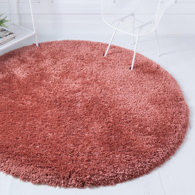 Vintage Rose 6' 1 x 6' 1 Infinity Shag Round Area Rug Thick Soft Touch Fluffy & Plush Shaggy Pile 100% Polypropylene With Jute Backing Solid Color Minimalist Carpet for Sale at Rug Engine