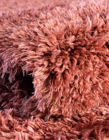 Vintage Rose 4' 1 x 4' 1 Infinity Shag Round Area Rug Thick Soft Touch Fluffy & Plush Shaggy Pile 100% Polypropylene With Jute Backing Solid Color Minimalist Carpet for Sale at Rug Engine