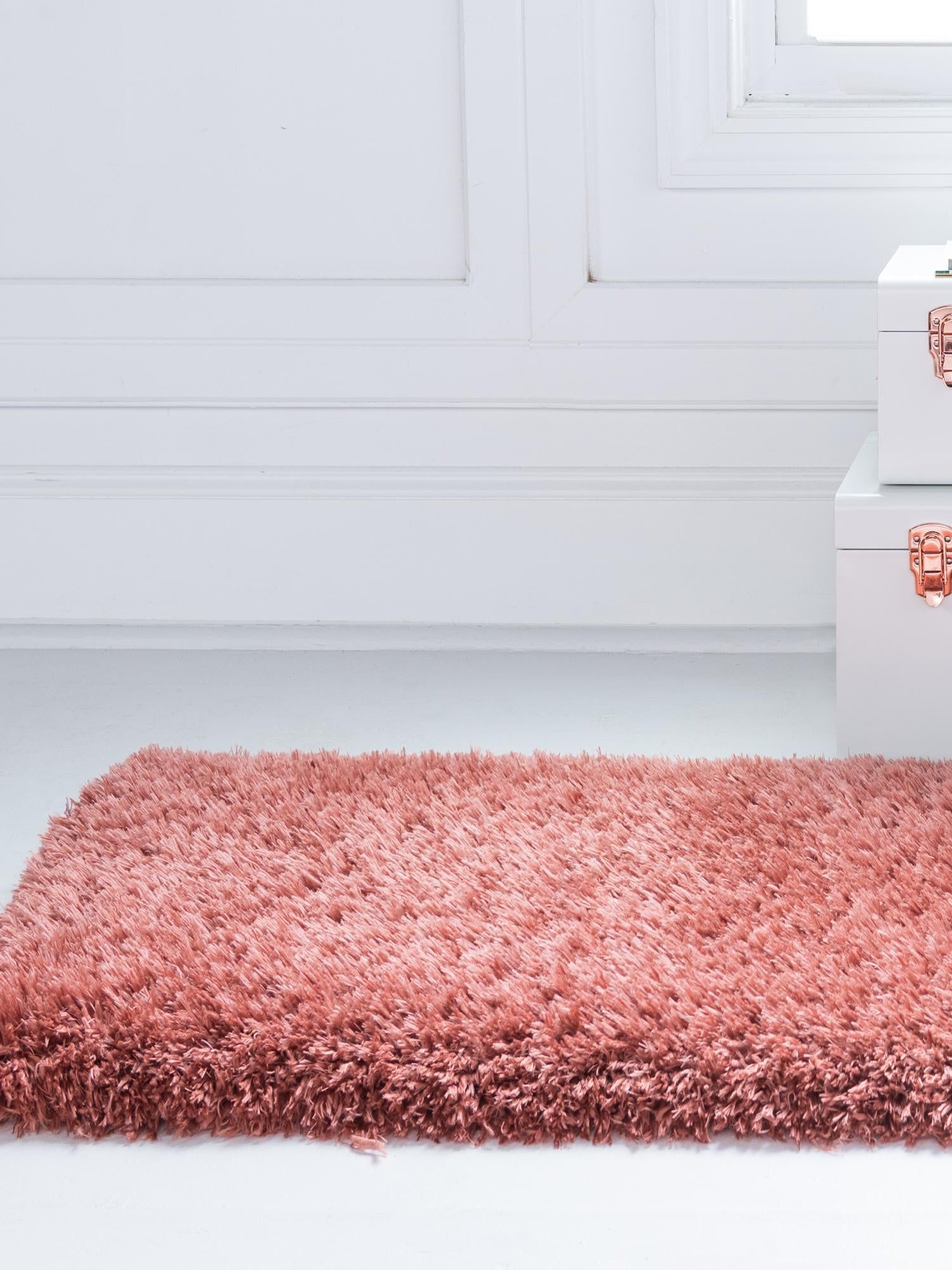 Vintage Rose 2' 7 x 10' Infinity Shag Runner Area Rug Thick Soft Touch Fluffy & Plush Shaggy Pile 100% Polypropylene With Jute Backing Solid Color Minimalist Carpet for Sale at Rug Engine