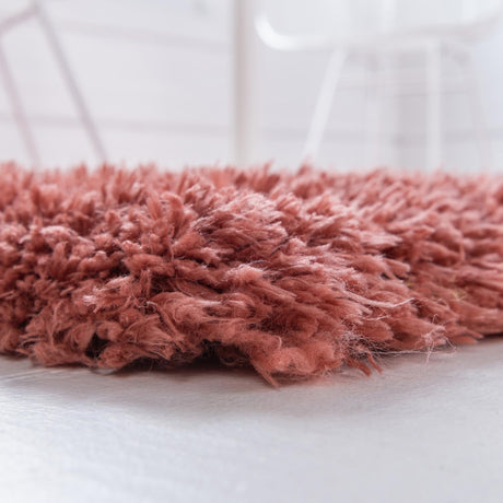 Vintage Rose 2' 7 x 10' Infinity Shag Runner Area Rug Thick Soft Touch Fluffy & Plush Shaggy Pile 100% Polypropylene With Jute Backing Solid Color Minimalist Carpet for Sale at Rug Engine