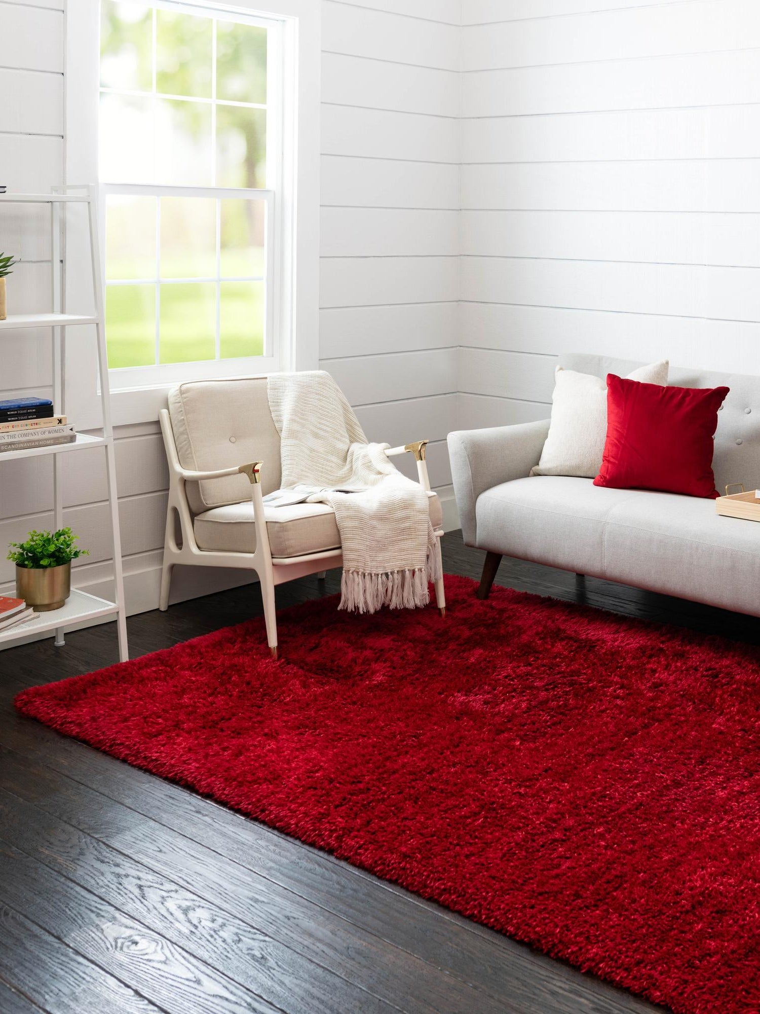 Merlot 6' 1 x 9' Infinity Shag Rectangle Area Rug Thick Soft Touch Fluffy & Plush Shaggy Pile 100% Polypropylene With Jute Backing Solid Color Minimalist Carpet for Sale at Rug Engine