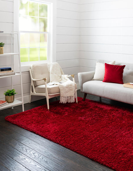 Merlot 6' 1 x 9' Infinity Shag Rectangle Area Rug Thick Soft Touch Fluffy & Plush Shaggy Pile 100% Polypropylene With Jute Backing Solid Color Minimalist Carpet for Sale at Rug Engine
