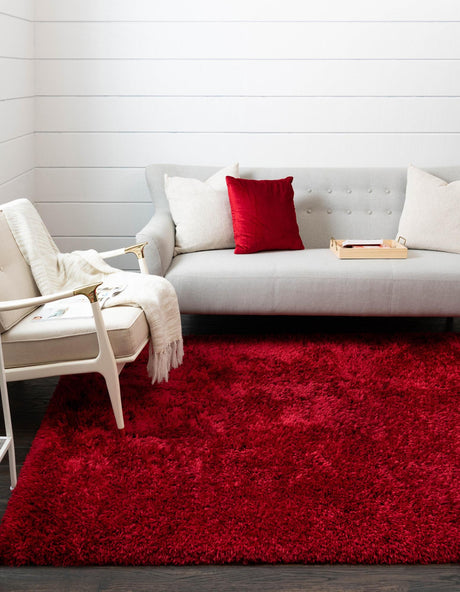 Merlot 6' 1 x 9' Infinity Shag Rectangle Area Rug Thick Soft Touch Fluffy & Plush Shaggy Pile 100% Polypropylene With Jute Backing Solid Color Minimalist Carpet for Sale at Rug Engine