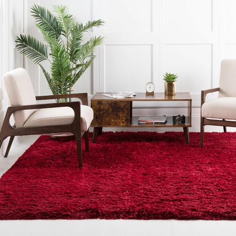 Merlot 8' x 8' Infinity Shag Square Area Rug Thick Soft Touch Fluffy & Plush Shaggy Pile 100% Polypropylene With Jute Backing Solid Color Minimalist Carpet for Sale at Rug Engine