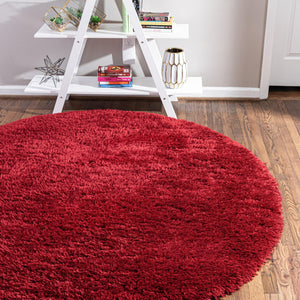 Merlot 6' 7 x 6' 7 Infinity Shag Round Area Rug Thick Soft Touch Fluffy & Plush Shaggy Pile 100% Polypropylene With Jute Backing Solid Color Minimalist Carpet for Sale at Rug Engine