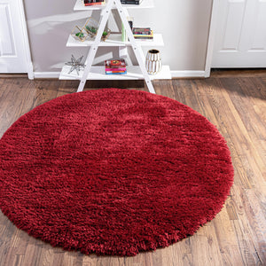 Merlot 5' 1 x 5' 1 Infinity Shag Round Area Rug Thick Soft Touch Fluffy & Plush Shaggy Pile 100% Polypropylene With Jute Backing Solid Color Minimalist Carpet for Sale at Rug Engine