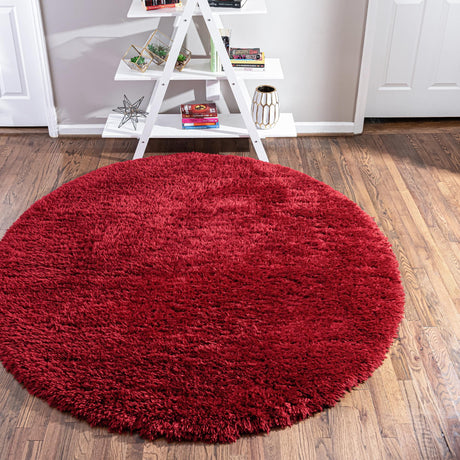 Merlot 3' 3 x 3' 3 Infinity Shag Round Area Rug Thick Soft Touch Fluffy & Plush Shaggy Pile 100% Polypropylene With Jute Backing Solid Color Minimalist Carpet for Sale at Rug Engine