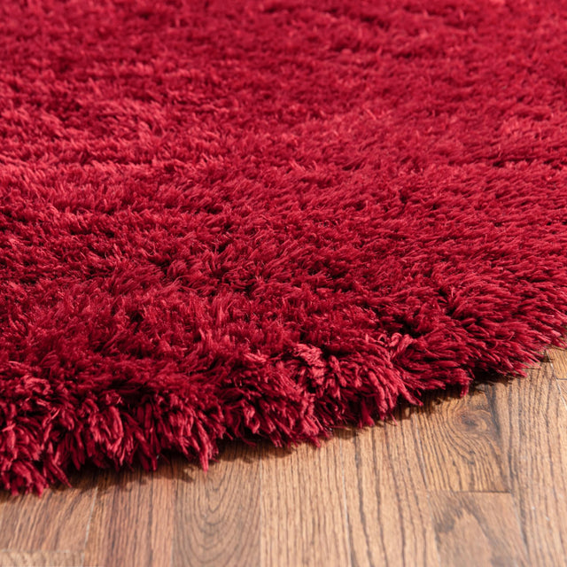 Merlot 6' 7 x 6' 7 Infinity Shag Round Area Rug Thick Soft Touch Fluffy & Plush Shaggy Pile 100% Polypropylene With Jute Backing Solid Color Minimalist Carpet for Sale at Rug Engine