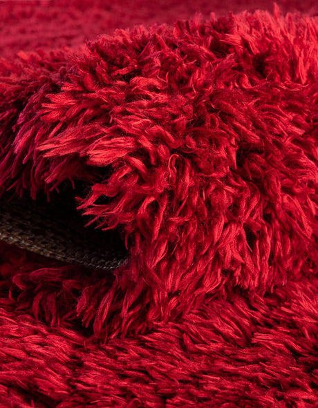 Merlot 6' 1 x 6' 1 Infinity Shag Round Area Rug Thick Soft Touch Fluffy & Plush Shaggy Pile 100% Polypropylene With Jute Backing Solid Color Minimalist Carpet for Sale at Rug Engine