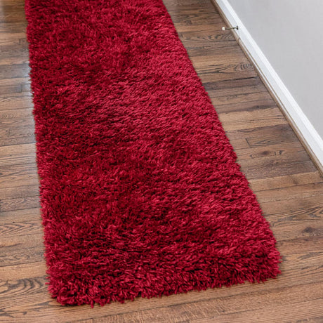 Merlot 2' 7 x 10' Infinity Shag Runner Area Rug Thick Soft Touch Fluffy & Plush Shaggy Pile 100% Polypropylene With Jute Backing Solid Color Minimalist Carpet for Sale at Rug Engine