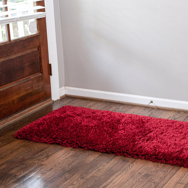 Merlot 2' 7 x 10' Infinity Shag Runner Area Rug Thick Soft Touch Fluffy & Plush Shaggy Pile 100% Polypropylene With Jute Backing Solid Color Minimalist Carpet for Sale at Rug Engine