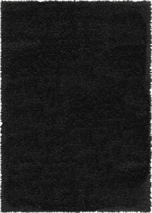 Onyx Black 7' 1 x 10' Infinity Shag Rectangle Area Rug Thick Soft Touch Fluffy & Plush Shaggy Pile 100% Polypropylene With Jute Backing Solid Color Minimalist Carpet for Sale at Rug Engine