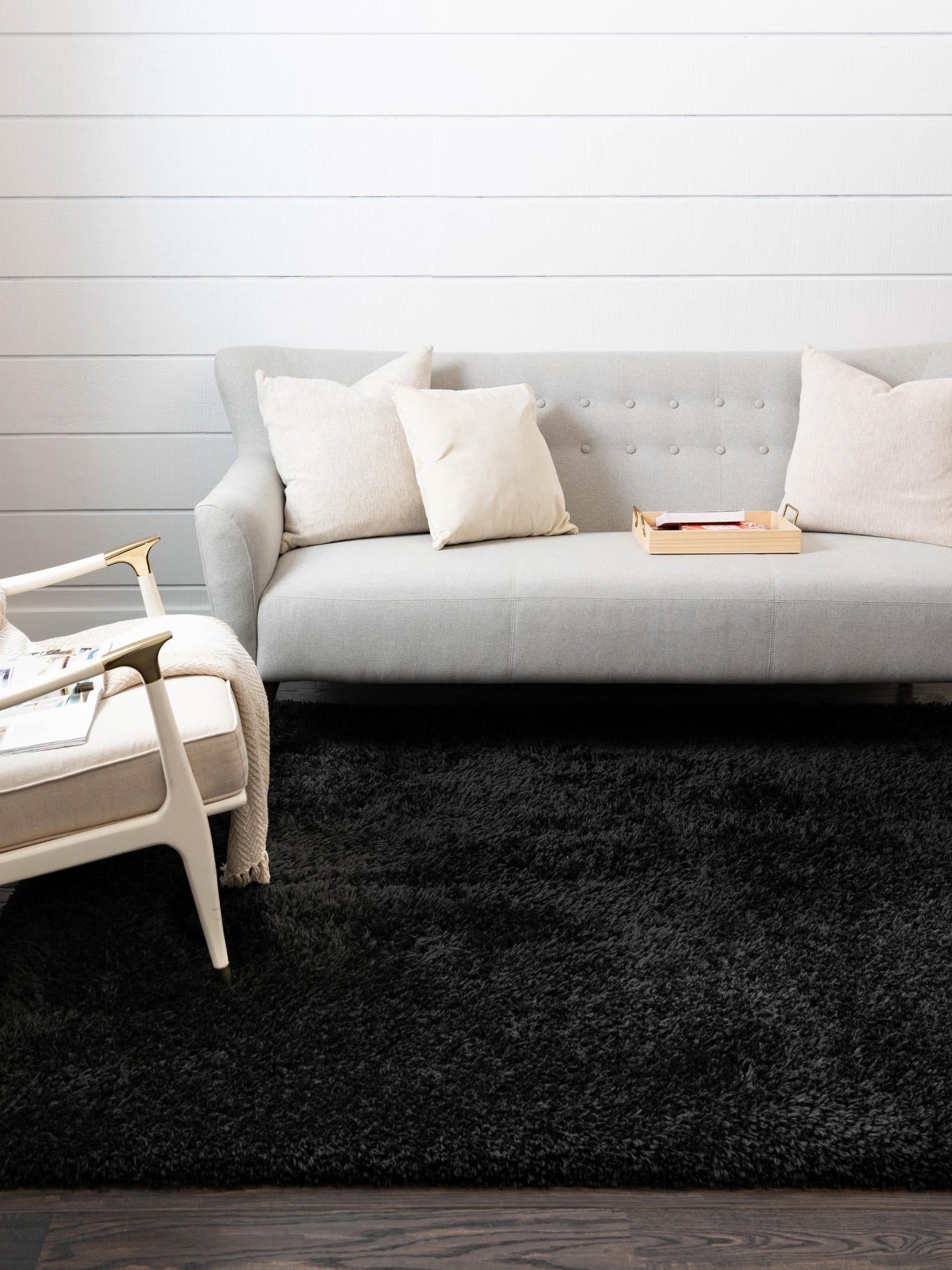 Onyx Black 7' 1 x 10' Infinity Shag Rectangle Area Rug Thick Soft Touch Fluffy & Plush Shaggy Pile 100% Polypropylene With Jute Backing Solid Color Minimalist Carpet for Sale at Rug Engine