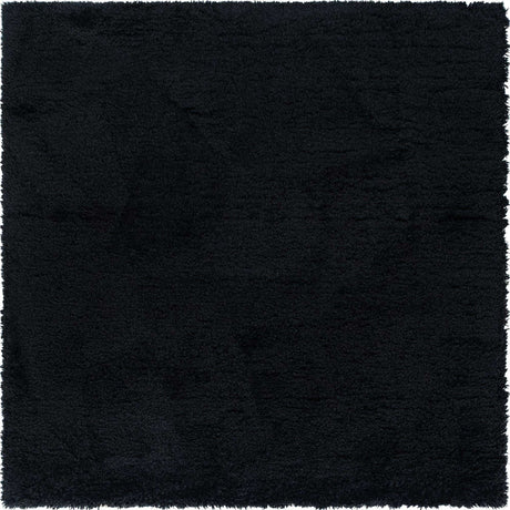 Onyx Black 8' x 8' Infinity Shag Square Area Rug Thick Soft Touch Fluffy & Plush Shaggy Pile 100% Polypropylene With Jute Backing Solid Color Minimalist Carpet for Sale at Rug Engine