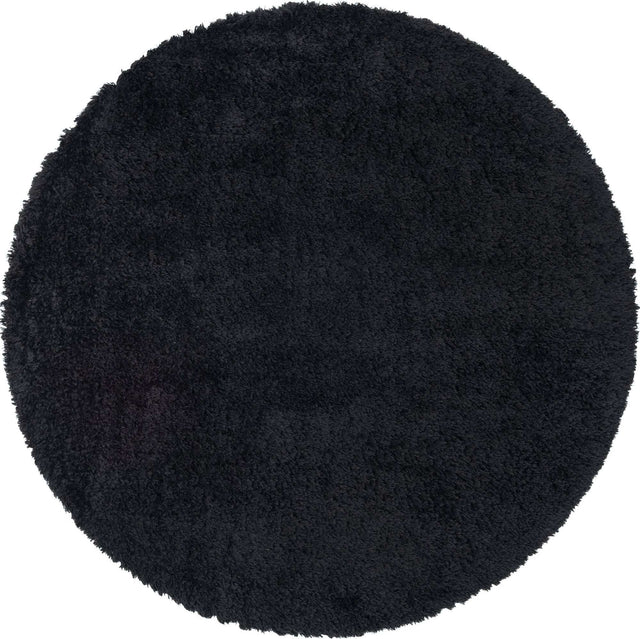 Onyx Black 8' x 8' Infinity Shag Round Area Rug Thick Soft Touch Fluffy & Plush Shaggy Pile 100% Polypropylene With Jute Backing Solid Color Minimalist Carpet for Sale at Rug Engine