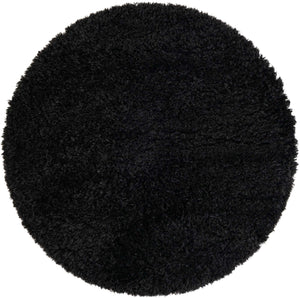 Onyx Black 4' 1 x 4' 1 Infinity Shag Round Area Rug Thick Soft Touch Fluffy & Plush Shaggy Pile 100% Polypropylene With Jute Backing Solid Color Minimalist Carpet for Sale at Rug Engine