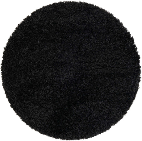 Onyx Black 4' 1 x 4' 1 Infinity Shag Round Area Rug Thick Soft Touch Fluffy & Plush Shaggy Pile 100% Polypropylene With Jute Backing Solid Color Minimalist Carpet for Sale at Rug Engine