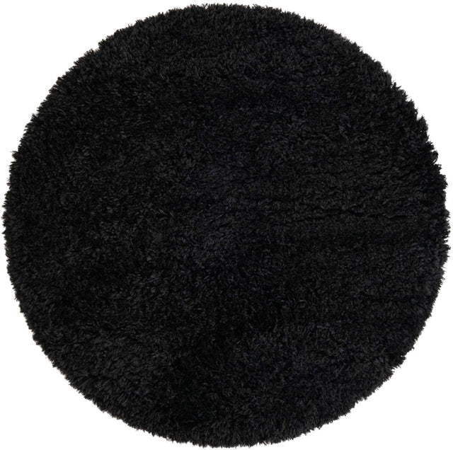 Onyx Black 4' 1 x 4' 1 Infinity Shag Round Area Rug Thick Soft Touch Fluffy & Plush Shaggy Pile 100% Polypropylene With Jute Backing Solid Color Minimalist Carpet for Sale at Rug Engine