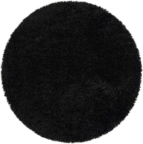 Onyx Black 5' 1 x 5' 1 Infinity Shag Round Area Rug Thick Soft Touch Fluffy & Plush Shaggy Pile 100% Polypropylene With Jute Backing Solid Color Minimalist Carpet for Sale at Rug Engine