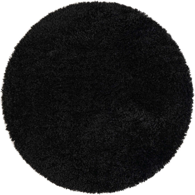 Onyx Black 5' 1 x 5' 1 Infinity Shag Round Area Rug Thick Soft Touch Fluffy & Plush Shaggy Pile 100% Polypropylene With Jute Backing Solid Color Minimalist Carpet for Sale at Rug Engine